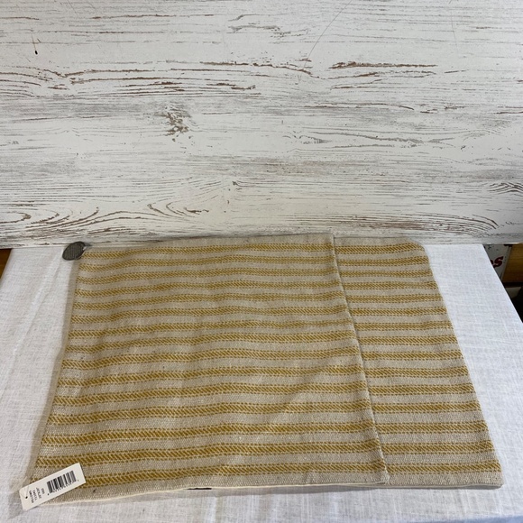 Yellow Ticking Stripe Decorative Pillow Cover 20x20 Zipper Closure Rizzy Home - Picture 6 of 11